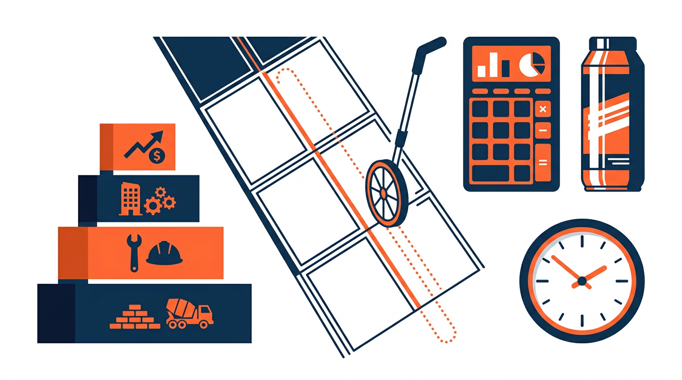 Illustration of measured concrete sections and the cost components of a sealing quote