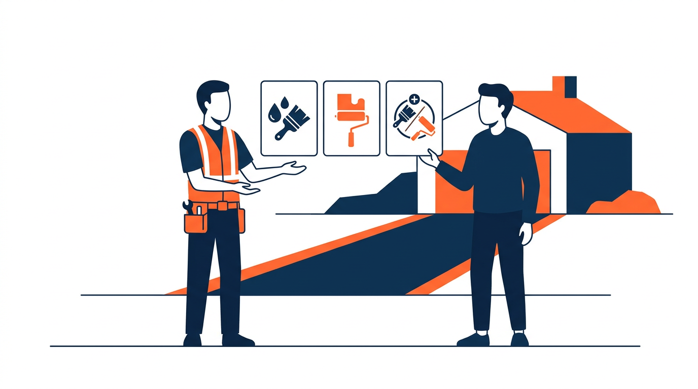Illustration of offering cleaning and concrete sealing as separate quote options