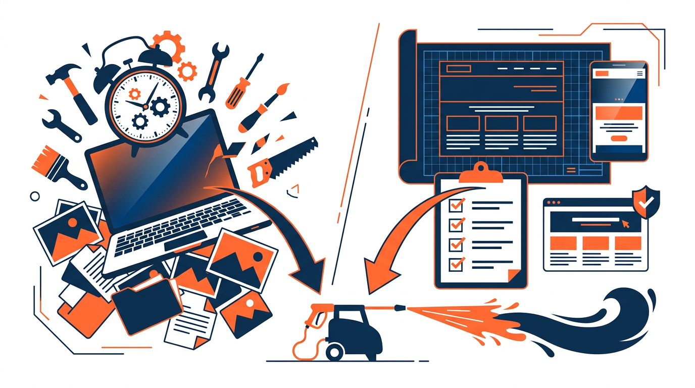 Visual comparison of DIY website labor and hired web design work