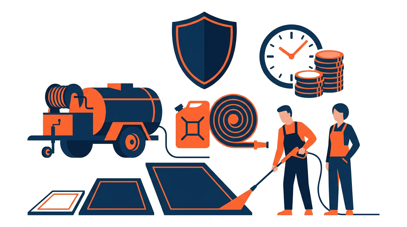 Pressure washing equipment and overhead costs behind a minimum concrete cleaning charge
