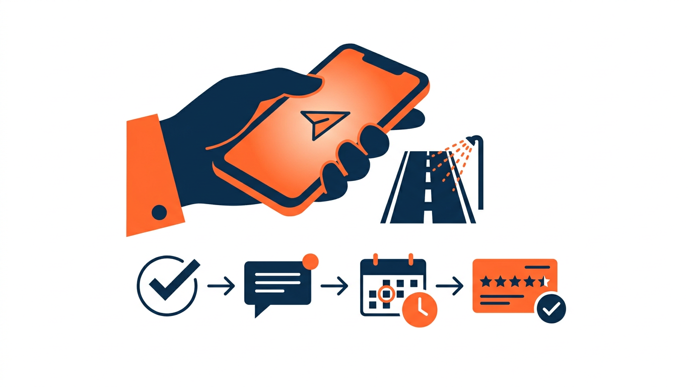 Simple workflow for requesting a customer review after a pressure washing job