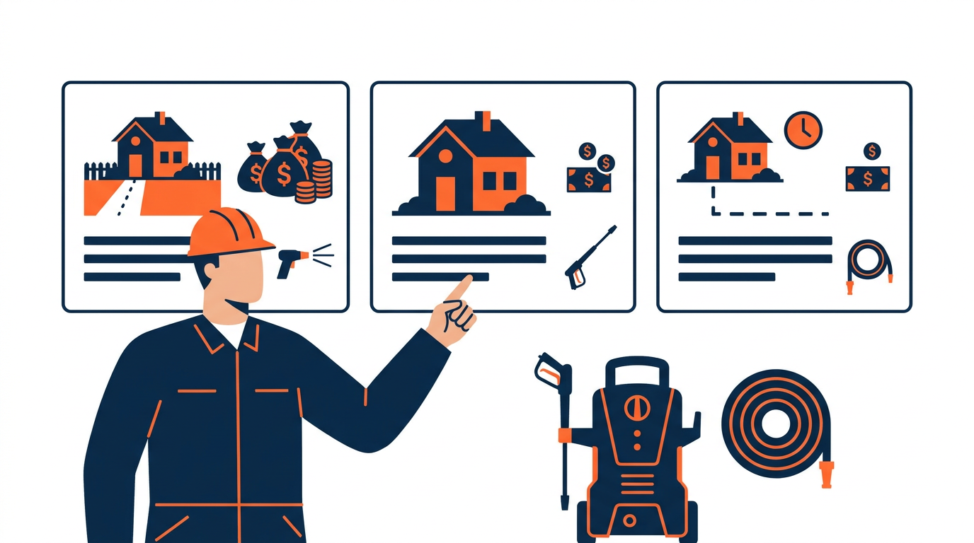 Contractor offering scope-based pressure washing options instead of a discount