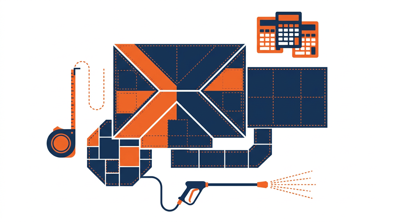 Measurable house, roof, driveway, and patio surfaces used for square-foot pricing