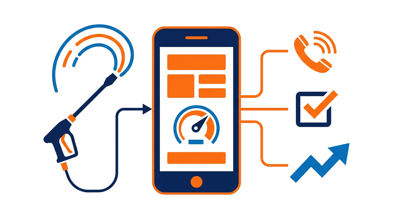 Mobile website speed and pressure washing lead tracking concept