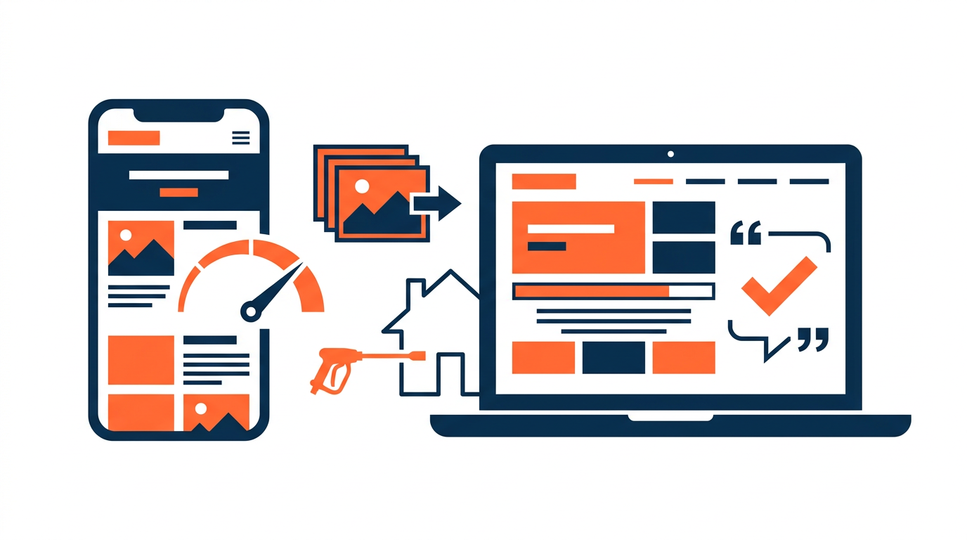 Mobile speed and quote form testing for a pressure washing website