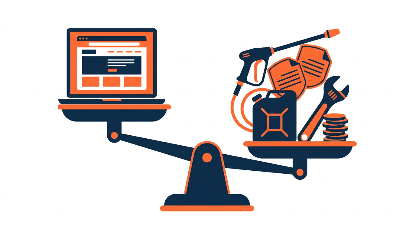 Website budget balanced against pressure washing business operating expenses