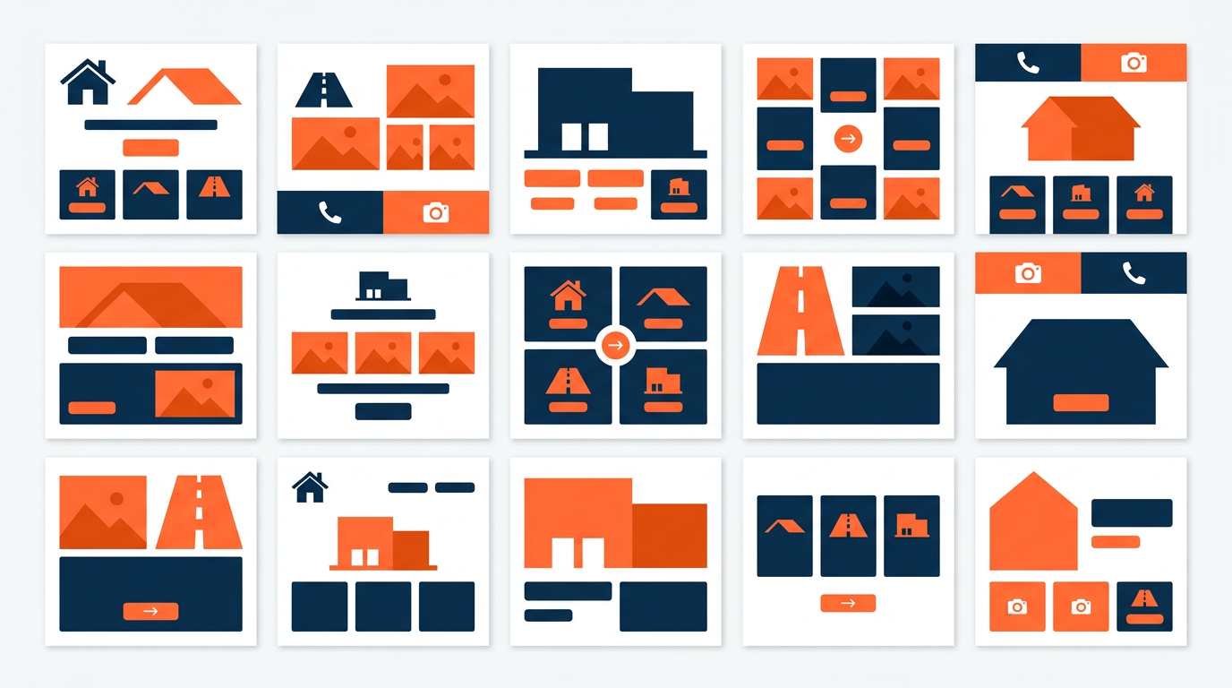 Illustrated grid comparing 15 pressure washing website formats